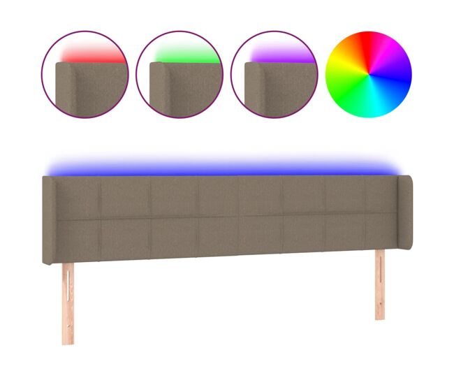 Vidaxl cabeceira de cama c/ luzes led 183x16x78/88cm cinza-acastanhado