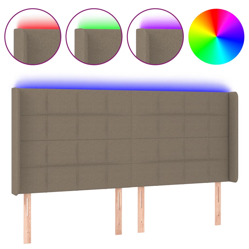 Vidaxl cabeceira cama c/ led tecido 183x16x118/128cm cinza-acastanhado