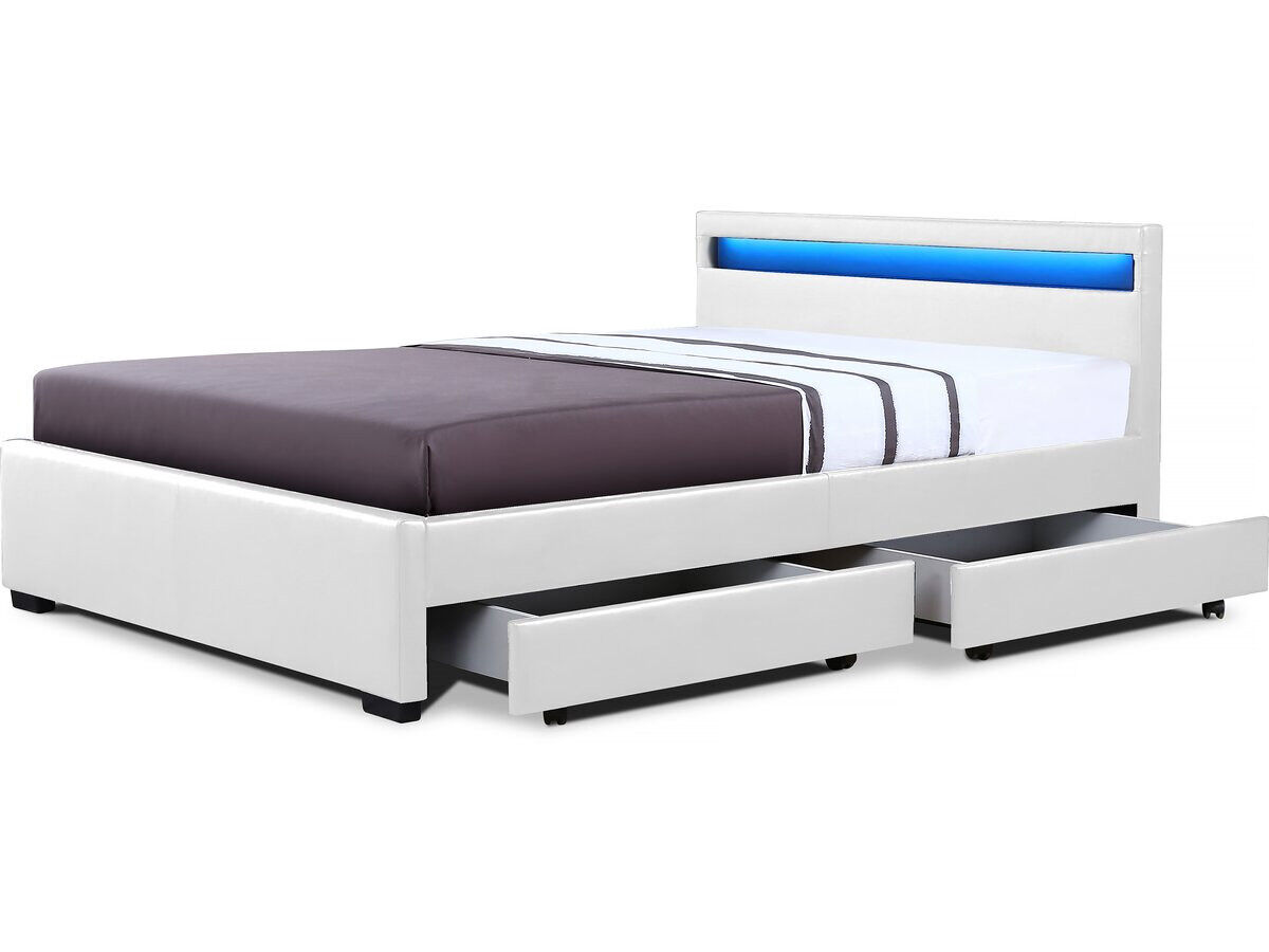 Cama led com 4 gavetas "nico" - 160 × 200 cm - blanc