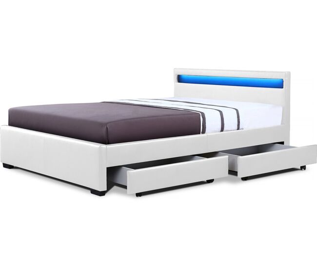 Cama led com 4 gavetas "nico" - 160 × 200 cm - blanc