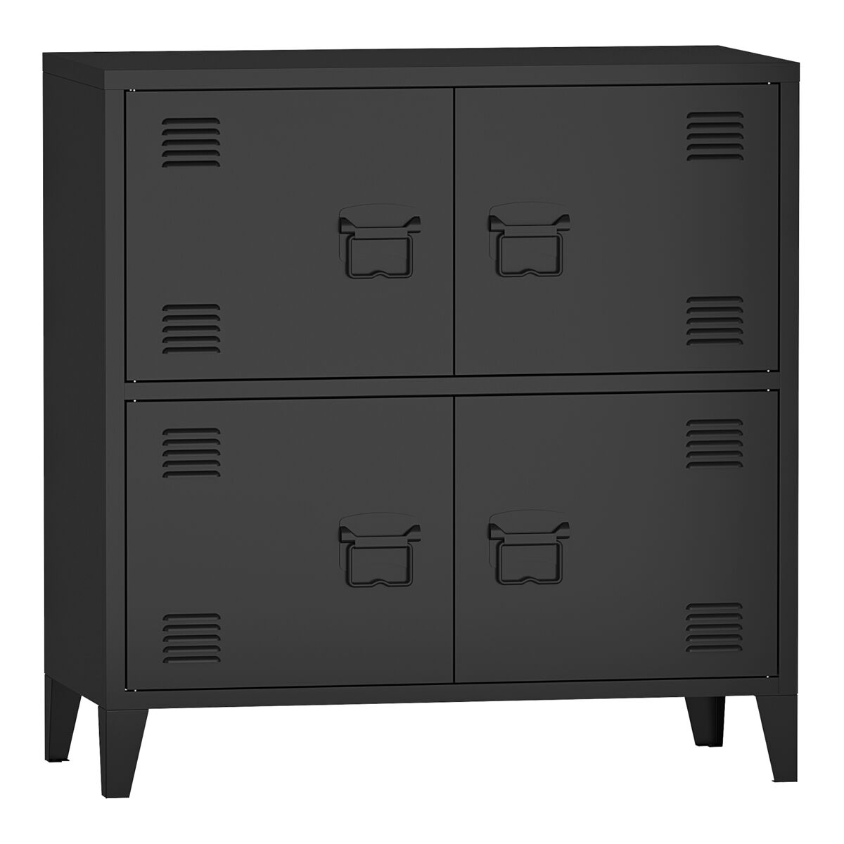Armário de escritório hamina com 2 compartimentos e 4 portas aço 82 x 80 x 40 cm - preto [en.casa]