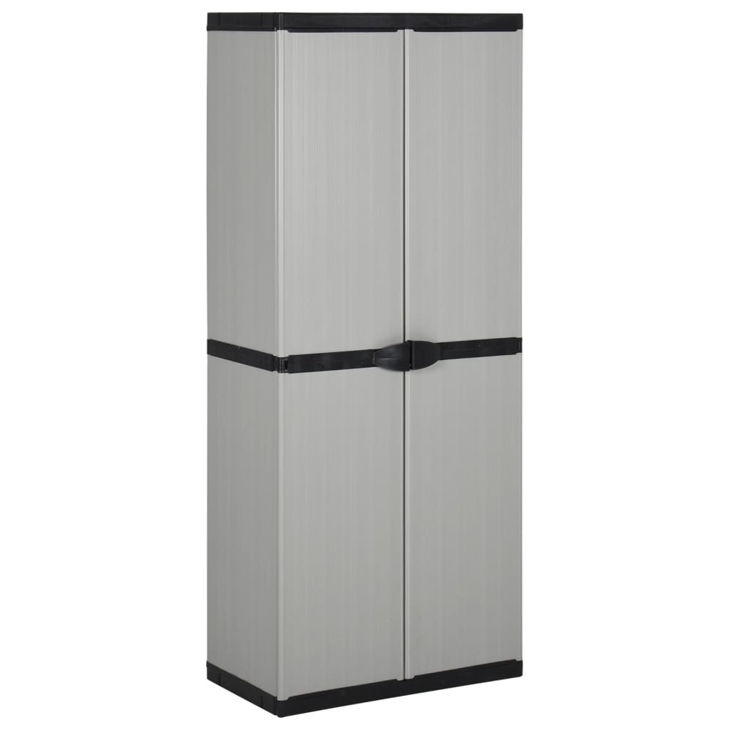 Vidaxl armário arrumação jardim 3 prateleiras 68x40x168cm cinza/preto