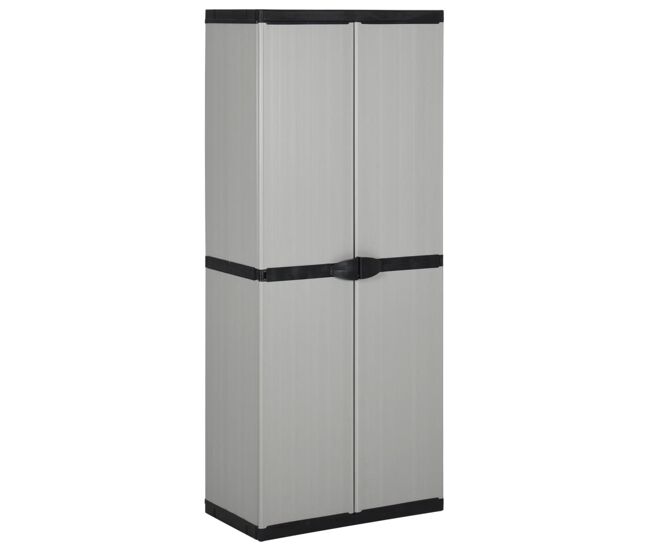 Vidaxl armário arrumação jardim 3 prateleiras 68x40x168cm cinza/preto