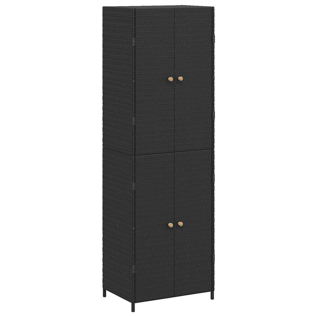 Vidaxl armário de arrumação p/ jardim 59x40x180 cm vime pe preto