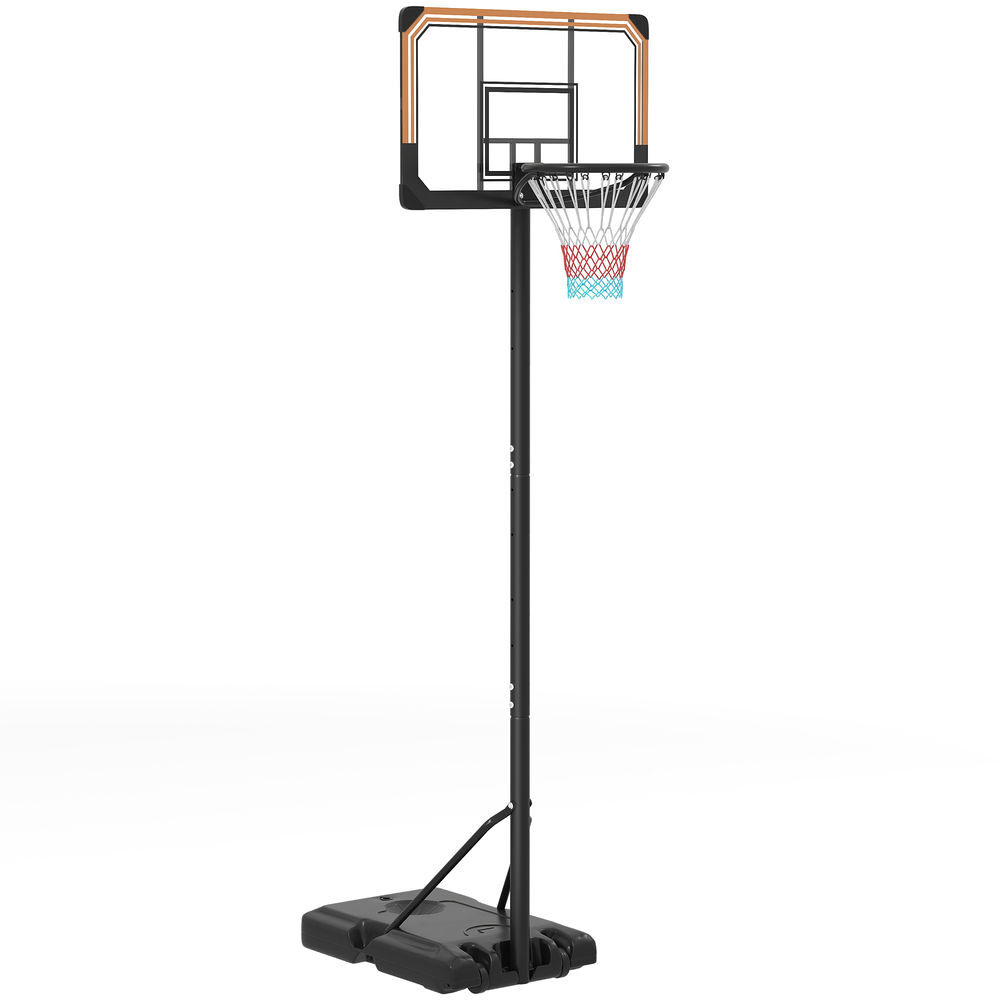 Sportnow tabela de basquetebol de exterior com altura ajustável 235-264 cm tabela de basquetebol com suporte para bola rodas e base recarregável preto