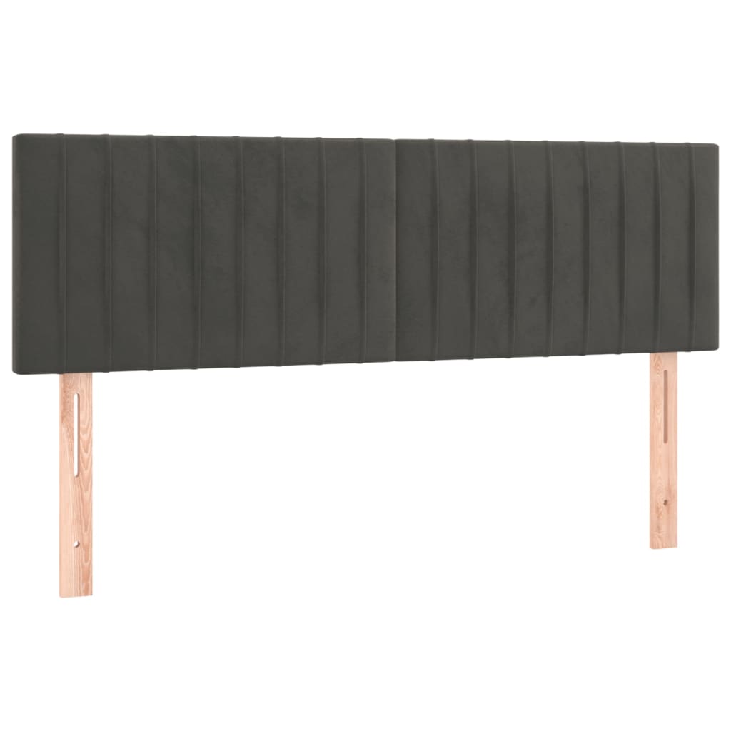 Vidaxl cabeceira de cama 2 pcs veludo 72x5x78/88 cm cinzento-escuro