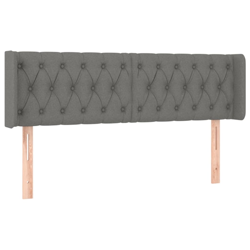 Vidaxl cabeceira de cama c/ abas tecido 147x16x78/88cm cinzento-escuro