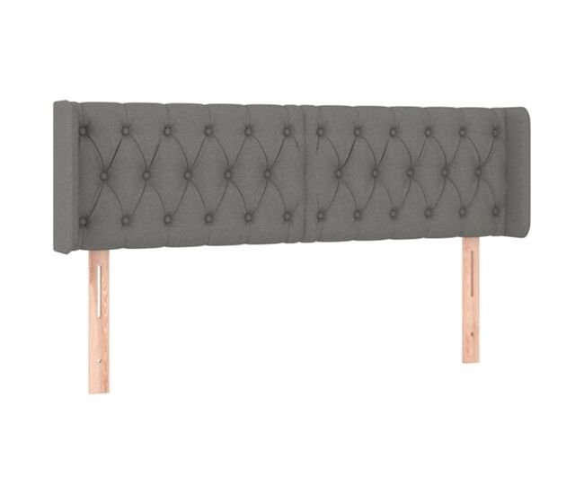 Vidaxl cabeceira de cama c/ abas tecido 147x16x78/88cm cinzento-escuro