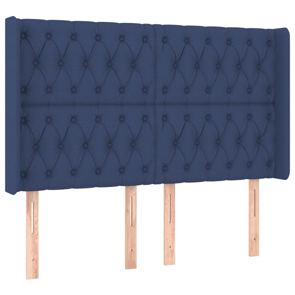 Vidaxl cabeceira de cama c/ abas tecido 163x16x118/128 cm azul