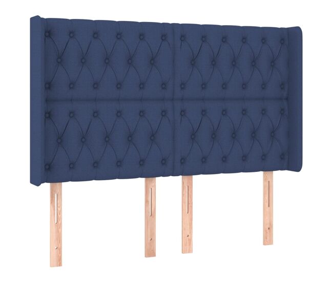 Vidaxl cabeceira de cama c/ abas tecido 163x16x118/128 cm azul