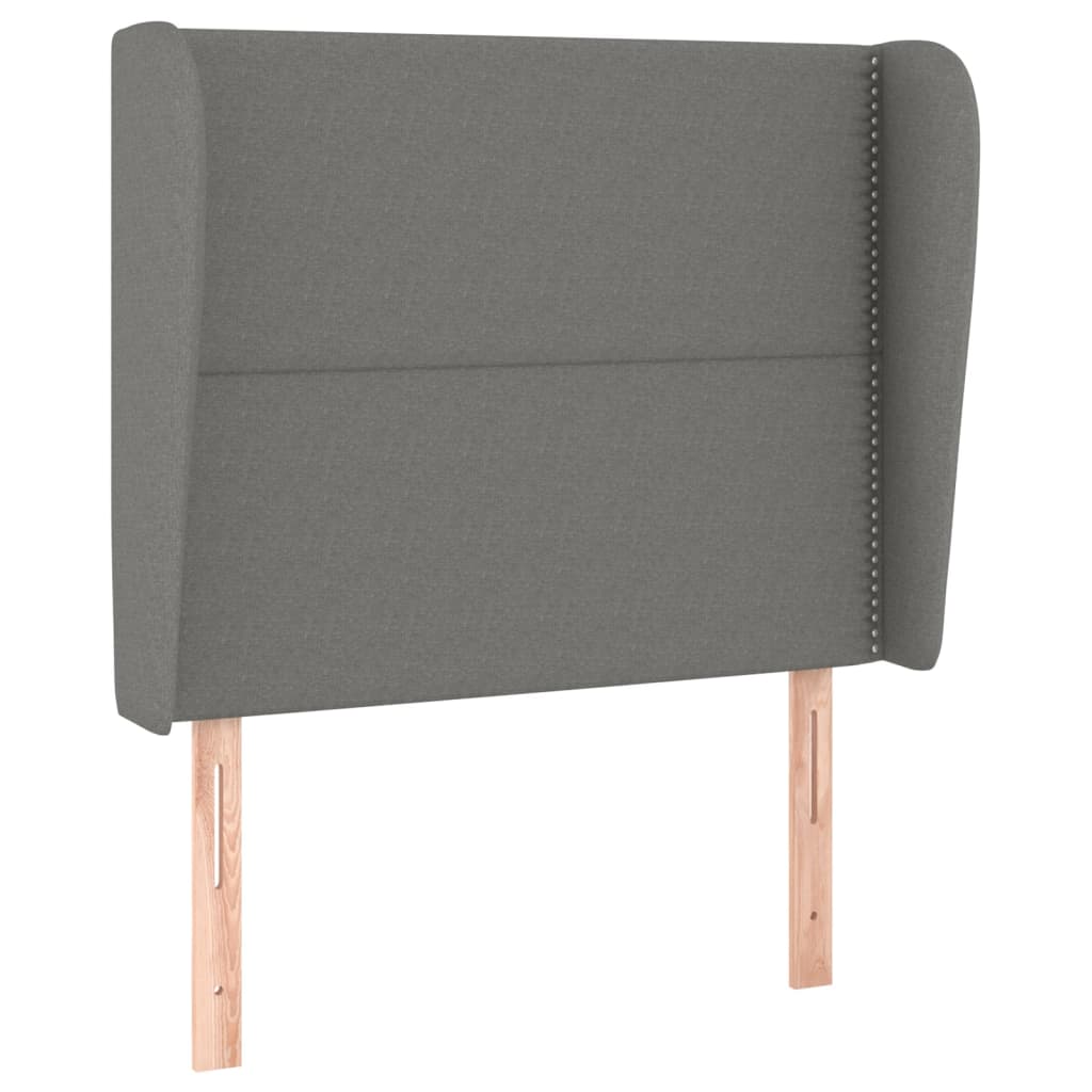 Vidaxl cabeceira cama c/ abas tecido 103x23x118/128 cm cinzento-escuro