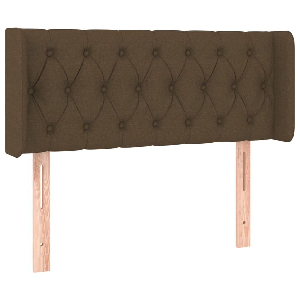 Vidaxl cabeceira de cama c/ abas tecido 103x16x78/88cm castanho-escuro