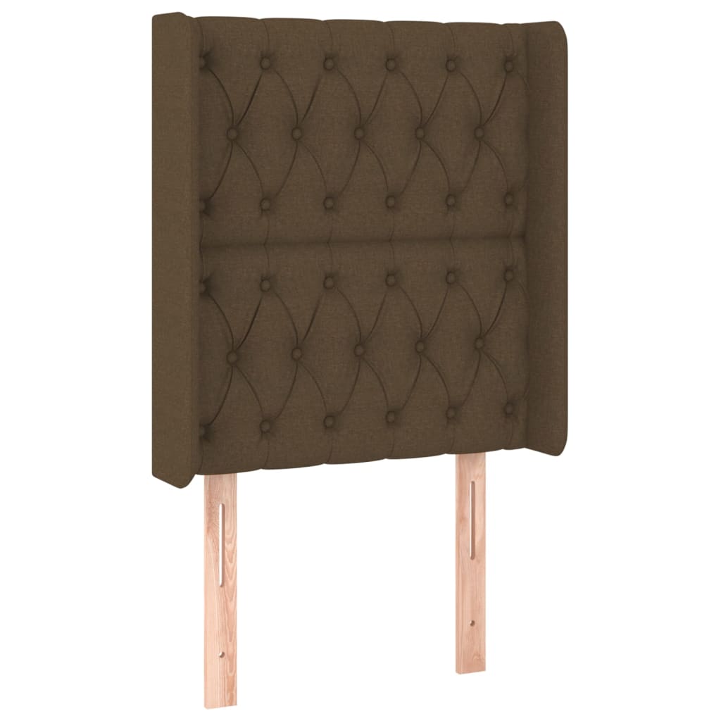 Vidaxl cabeceira cama c/ abas tecido 83x16x118/128 cm castanho-escuro