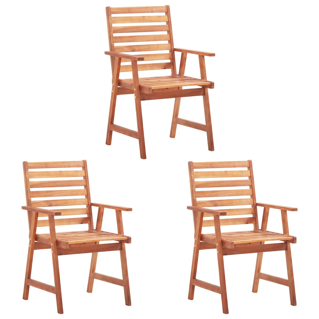 Vidaxl cadeiras jantar p/ jardim 3 pcs madeira acácia maciça