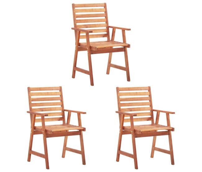 Vidaxl cadeiras jantar p/ jardim 3 pcs madeira acácia maciça