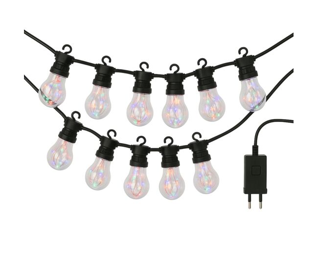 Luzes de corda com temporizador e 10 lâmpadas led a60