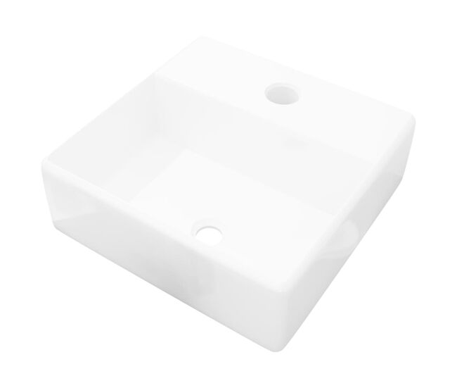 Lavatório - lavabo - pia de banheiro cerâmica redondo com furo para torneira, quadrado,branco