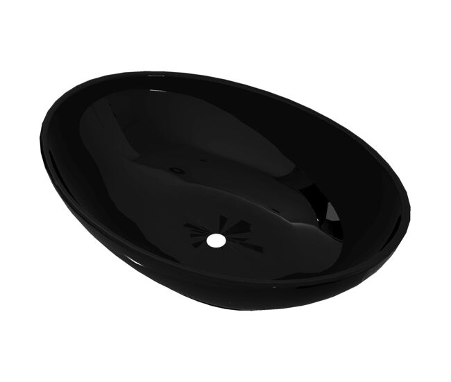 Lavatório - lavabo - pia de banheiro cerâmica 40 x 33 cm, forma oval / preto