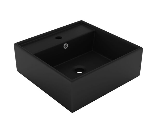 Lavatório - lavabo - pia de banheiro luxuoso quadrado 41x41 cm cerâmica preto mate