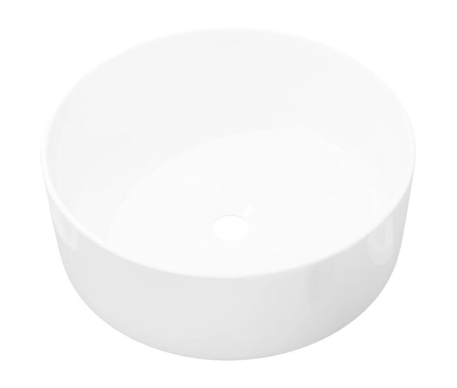 Lavatório - lavabo - pia de banheiro redondo branco cerâmica 40x15 cm