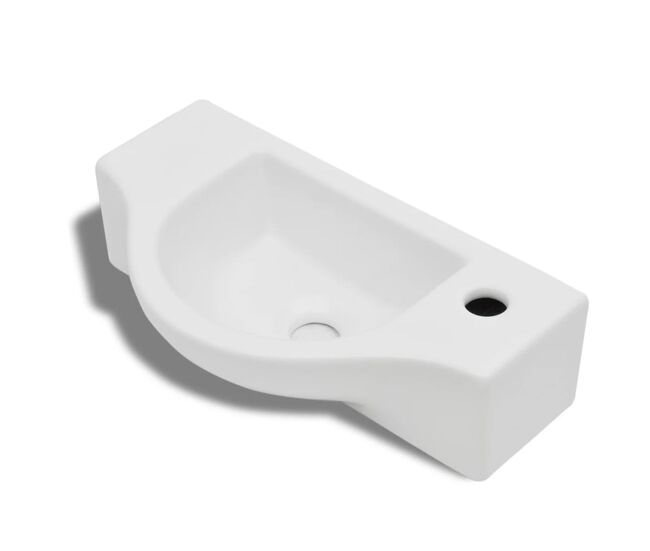 Lavatório - lavabo - pia de banheiro cerâmica redondo com furo para torneira, branco