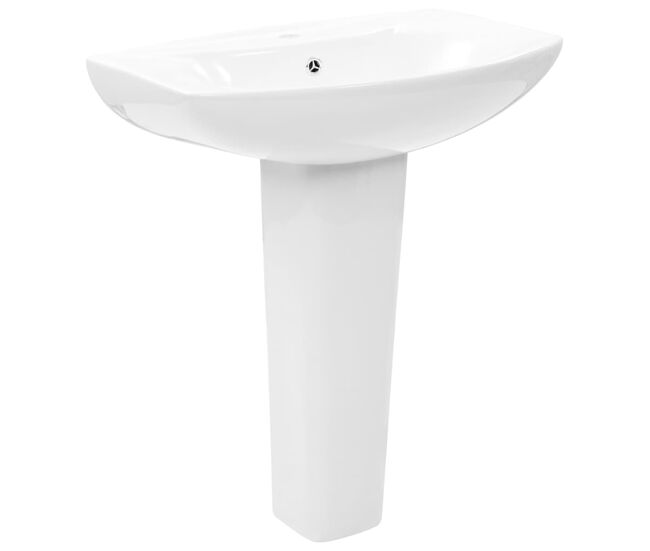 Lavatório - lavabo - pia de banheiro com coluna cerâmica branco 650x520x200 mm