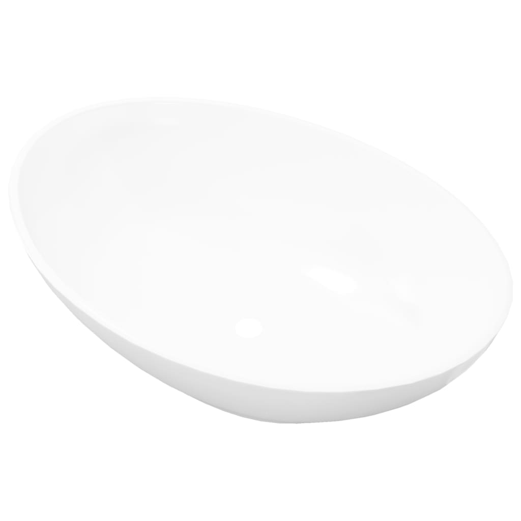 Lavatório - lavabo - pia de banheiro de luxo em cerâmica oval 40 x 33 cm branco