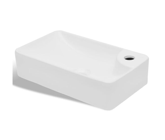 Lavatório - lavabo - pia de banheiro de cerâmica + furo torneira, branco