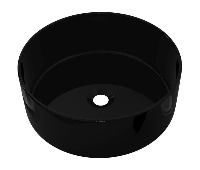 Lavatório - lavabo - pia de banheiro redondo em cerâmica preto 40x15 cm