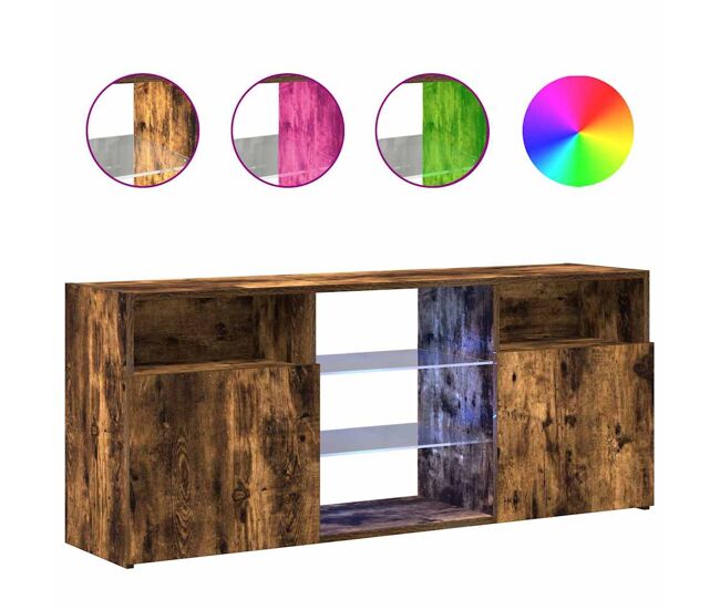 Móvel de tv - modulo de tv - armário de tv com luzes led 120x30x50 cm carvalho fumado