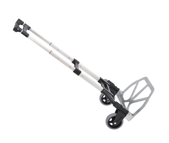 Homcom carrinho de mão dobrável de alumínio altura ajustável de 3 níveis fácil transporte carga 70 kg 41x38,5x100 cm preto e cinza