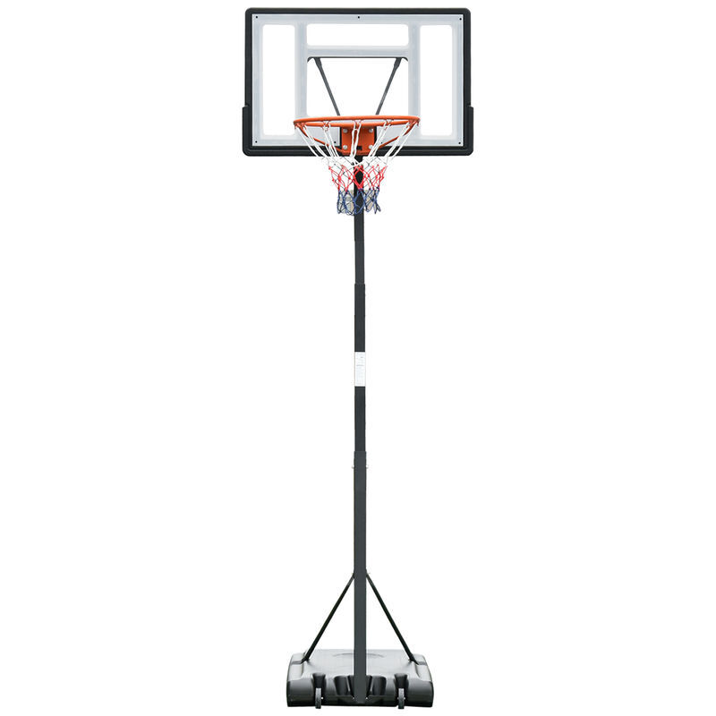 Homcom tabela de basquetebol com suporte portátil aro de ajustável em altura com base recarregável para crianças e adultos 86x165x302-352cm preto