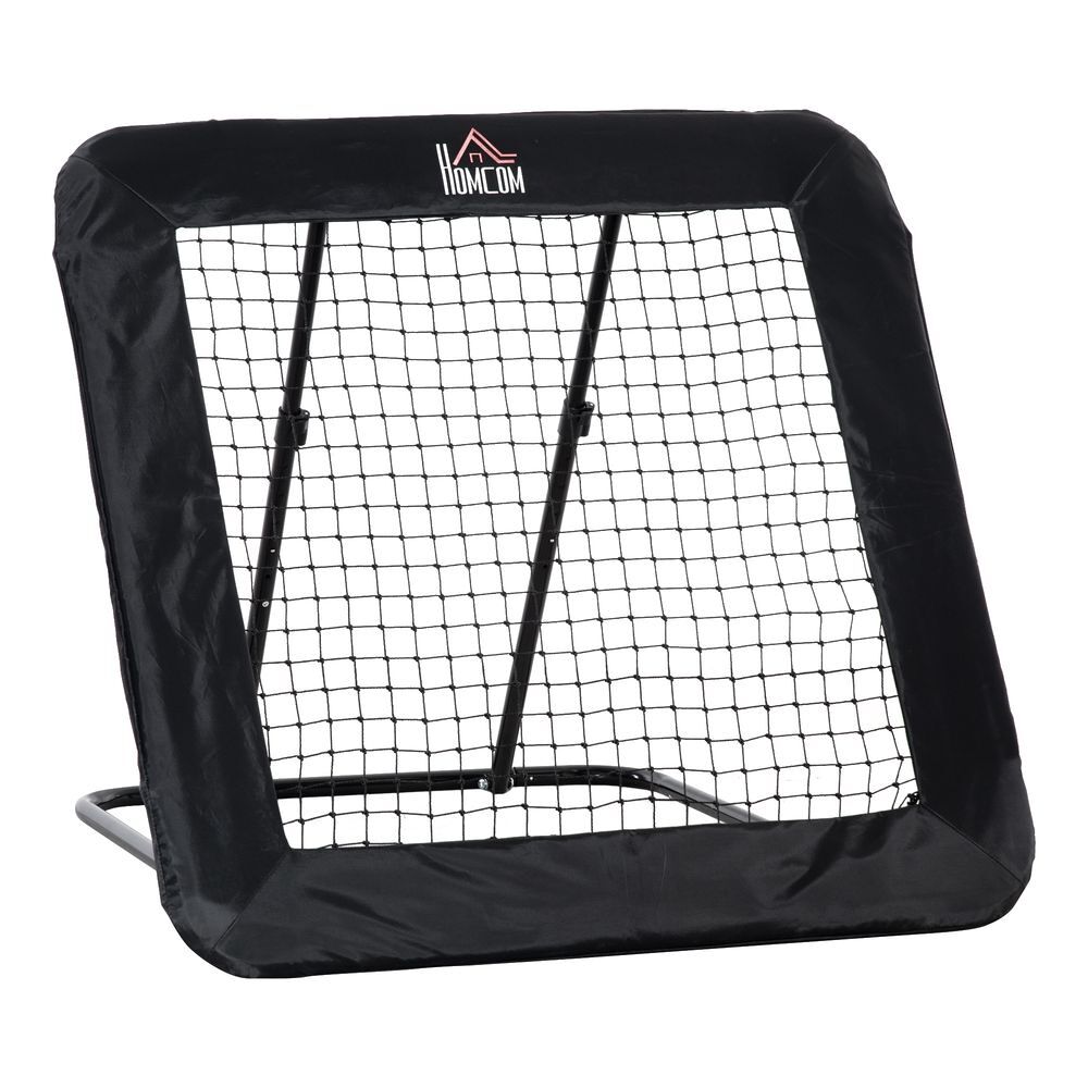 Homcom rede de rebote dobrável com 4 ângulos ajustáveis para treinamento de futebol beisebol desportes de exterior 128x118x108-120cm noir