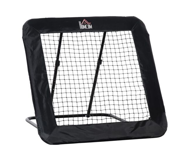 Homcom rede de rebote dobrável com 4 ângulos ajustáveis para treinamento de futebol beisebol desportes de exterior 128x118x108-120cm noir