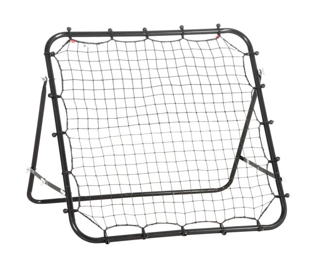 Homcom rede de rebote de metal rede de rebote com ângulo ajustável e 20 cordas elásticas para treinamento de futebol tenis beisebol desportes 96x80x96 cm noir