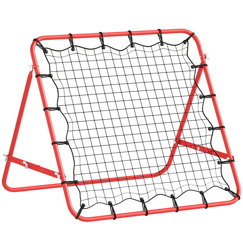 Homcom rede de rebote de metal rede de rebote com ângulo ajustável e 20 cordas elásticas para treinamento de futebol tenis beisebol desportes