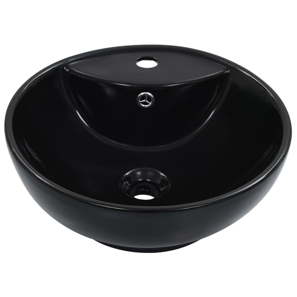 Lavatório - lavabo - pia de banheiro com extravasamento 46,5x18 cm cerâmica preto