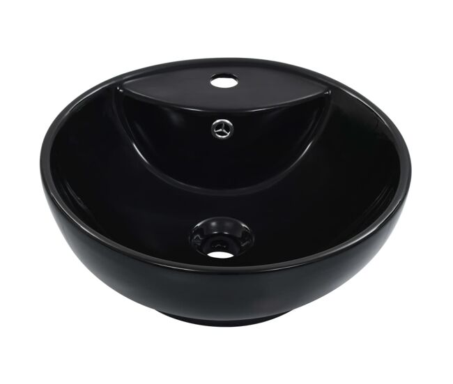 Lavatório - lavabo - pia de banheiro com extravasamento 46,5x18 cm cerâmica preto