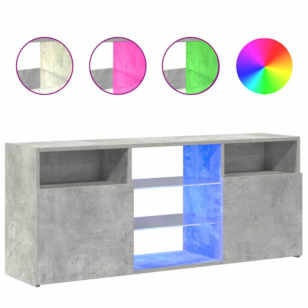 Móvel de tv - modulo de tv - armário de tv com luzes led 120x30x50 cm cinzento cimento
