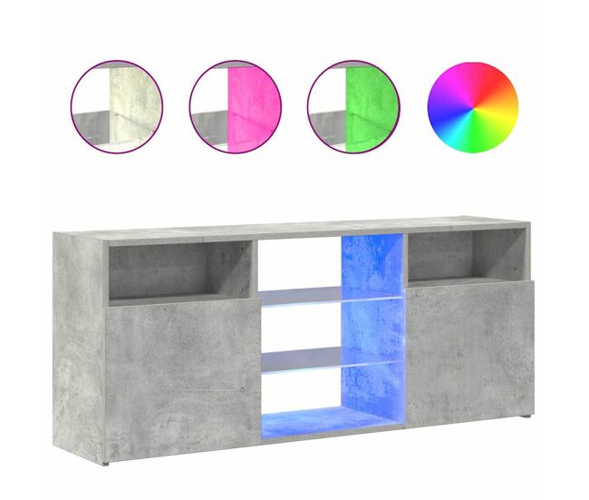 Móvel de tv - modulo de tv - armário de tv com luzes led 120x30x50 cm cinzento cimento