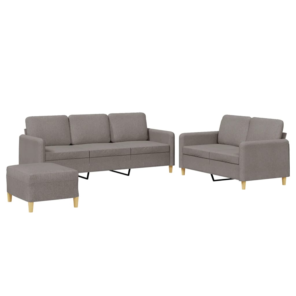 Vidaxl 3 pcs conjunto de sofás com almofadões tecido gris-acastanhado