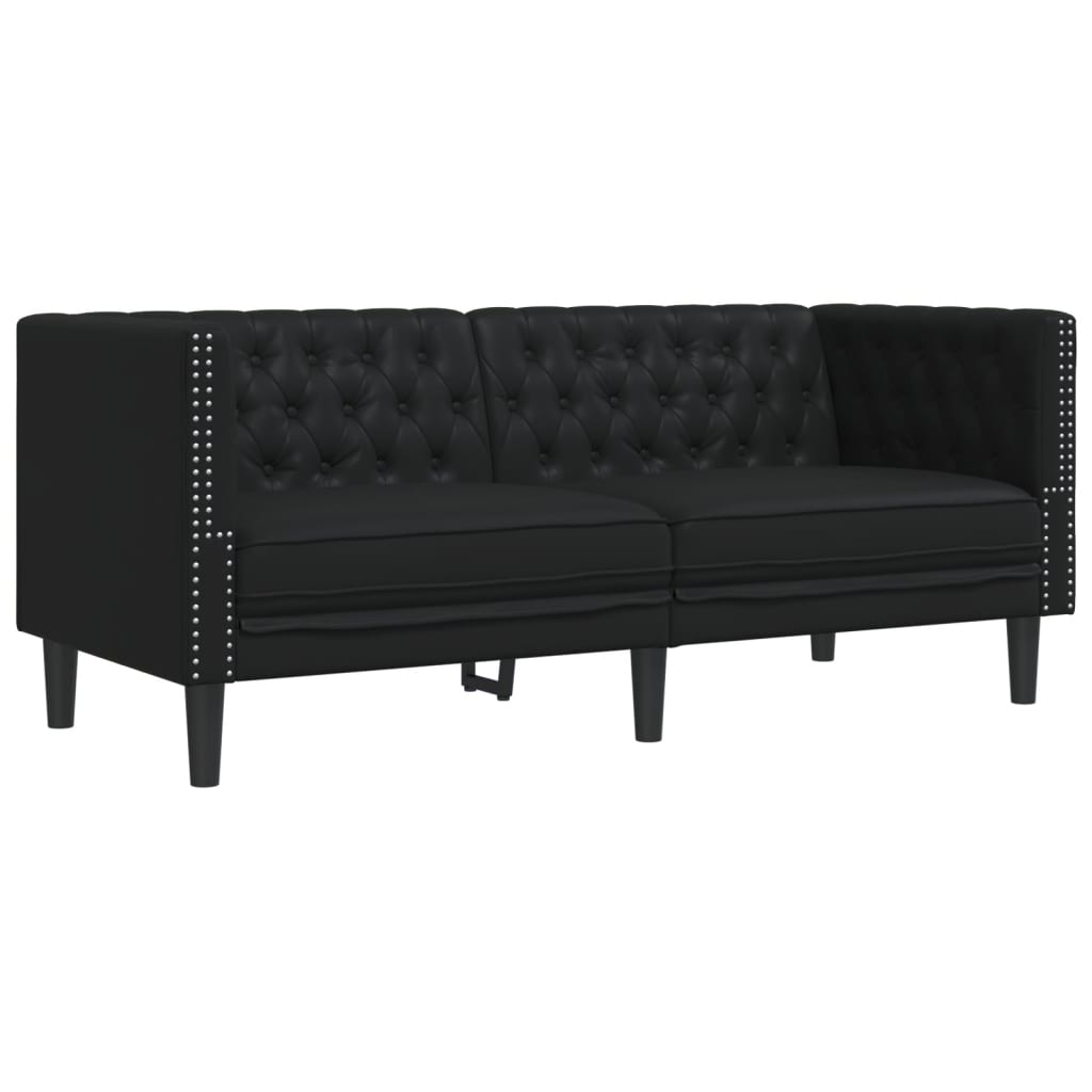 Vidaxl sofá chesterfield 2 lugares couro artificial preto