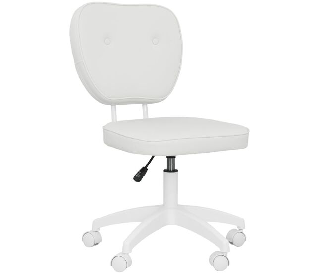 Vinsetto cadeira de escritório estofada em pu cadeira de escritório giratória com altura ajustável sem braços carga 120 kg cadeira de estudo dormitório 46x59x82-92 cm blanc