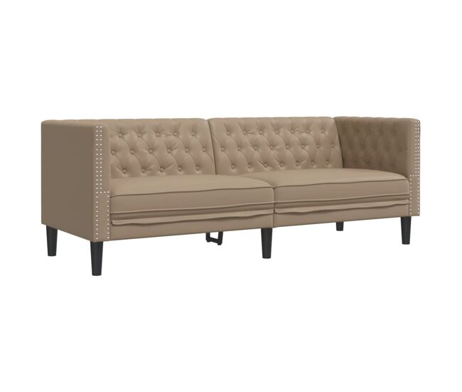 Vidaxl sofá chesterfield 3 lugares couro artificial cappuccino