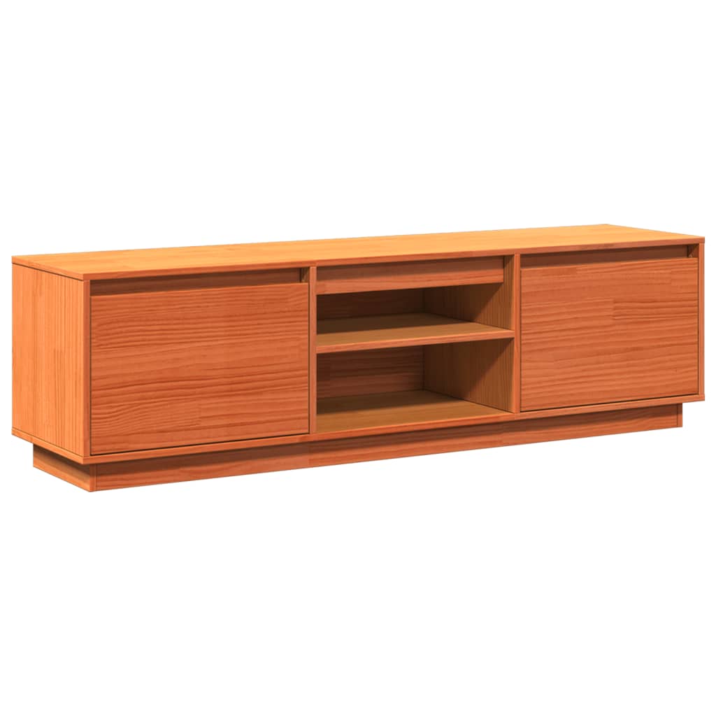 Móvel de tv - modulo de tv - armário de tv 140x35x40 cm madeira de pinho maciça castanho mel