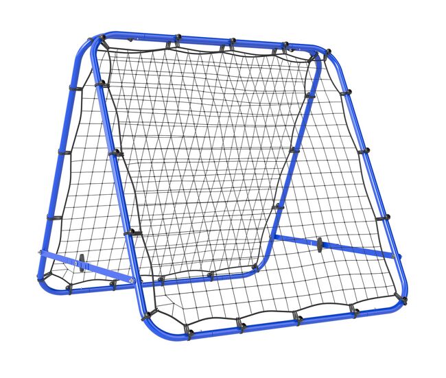 Homcom rede de rebote dobrável para treino desportivo ajustável em 5 níveis de ângulo com tubo de aço para futebol ténis e basebol 100x95x90 cm