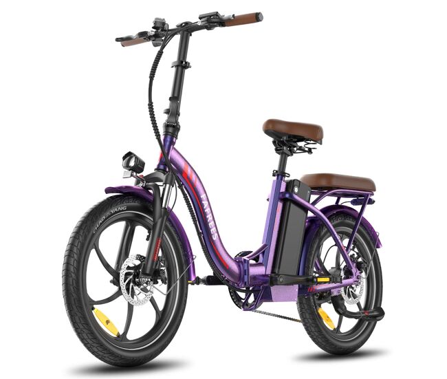 Bicicleta électrique fafrees f20+ pro - motor 250w bateria 36v22.5ah pneus de 20 polegadas travões de disco mecânicos - roxo rosa