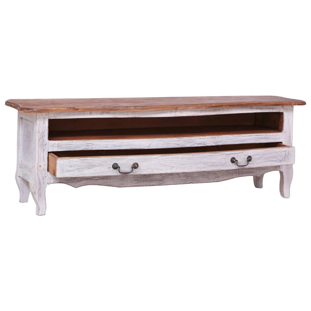 Móvel de tv - modulo de tv - armário de tv 120x30x40 cm madeira de mogno maciça branco