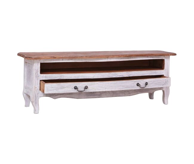 Móvel de tv - modulo de tv - armário de tv 120x30x40 cm madeira de mogno maciça branco