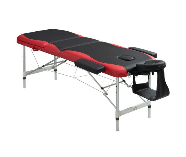 Homcom marquesa de massagem dobrável, marquesa estética profissional em alumínio com altura ajustável, 3 zonas, apoio de cabeça, apoios para braços,